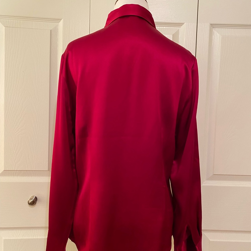 Eddie Bauer red silk blouse size M - Picture 3 of 6